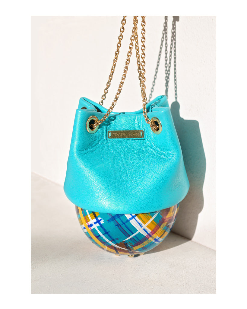 Sac cuir turquoise discount